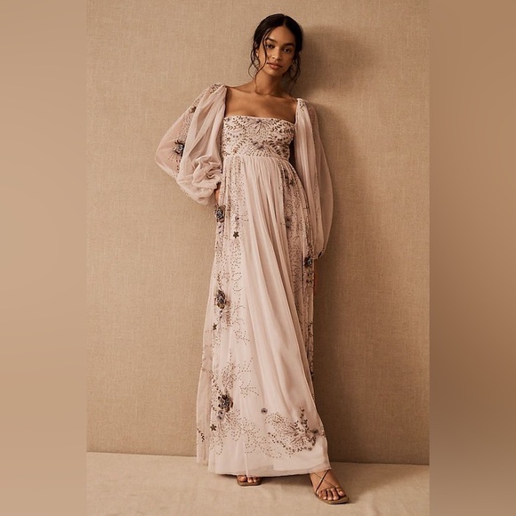 Anthropologie Dresses & Skirts - BHLDN Stargazer Valetta Empire-Waist Puff-Sleeve Backless Gown